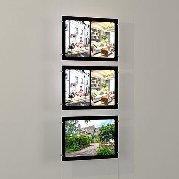 Triple Framed LED Light Pocket Kit (2 x A4 Portrait + 1 x A3 Landscape)